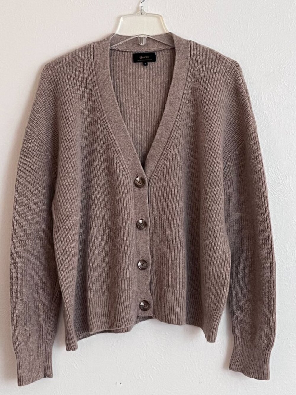 Quince Mongolian Cashmere Fisherman Boxy Cardigan Sweater Women’s S Oatmeal